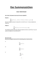 Vorschau - Arbeitsblätter - Summenzeichen - Deckblatt