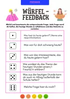 Vorschau - Aufgabenkarten - Vorlage Würfel Feedback - Spielerisch - Seite 1