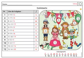 Vorschau - Arbeitsblätter - Rechenspur Fasching/ Karneval: Plus/ Addition (Klasse 1-3) - Seite 3