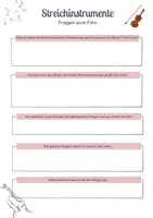 Vorschau - Arbeitsblätter - Streichinstrumente - Fragen zum Video "Sarah's music" - Deckblatt