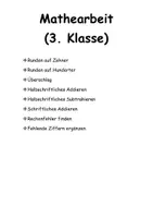 Vorschau - Arbeitsblätter - Klassenarbeit inklusive Lerntheke - Mathe - 3. Klasse - Deckblatt