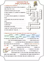 Aperçu - Feuilles d'exercices - Anglais feuille de travail: Saint-Valentin - Page 1