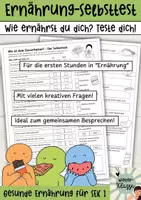 Vorschau - Arbeitsblätter - Reflexionsbogen über die eigene Ernährung: Ernähre ich mich gesund? Der Selbsttest - Deckblatt