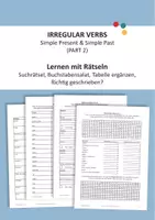 Vorschau - Arbeitsblätter - IRREGULAR VERBS - Simple Present & Simple Past (Part 2): Lernen mit Rätseln - Deckblatt