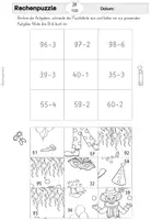 Vorschau - Arbeitsblätter - Zahlenraum 100 | Rechenpuzzle | Fasching | Karneval - Seite 2
