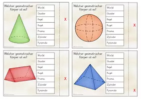 Vorschau - Spiele - Geometrische Körper - Klammerkarten (Klasse 1-5) - Seite 1