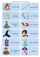 Vorschau - Spiele - Lesedomino: Karneval / Fasching - Seite 1