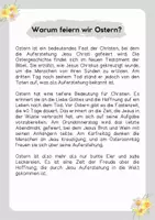 Vorschau - Arbeitsblätter - Lesetext (Lesetandem) "Warum feiern wir Ostern?" - mit Fragen zum Text - Seite 1