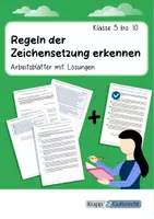 Vorschau - Arbeitsblätter - Zeichensetzung üben – Arbeitsblätter mit Lösungen - Deckblatt