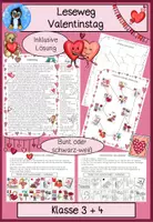 Vorschau - Arbeitsblätter - Valentinstag Leseweg, Lesetraining, Sachtext, Sachunterricht, Deutsch, Klasse 3, Klasse 4 - Deckblatt