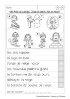 Aperçu - Feuilles d'exercices - Mini Piste de Lecture: Qu'est-ce que tu fais en hiver? - Page 2