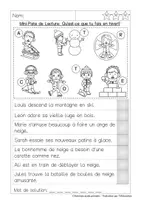 Aperçu - Feuilles d'exercices - Mini Piste de Lecture: Qu'est-ce que tu fais en hiver? - Page 3