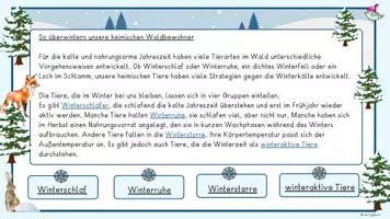 Vorschau - Unterrichtsreihen - Interaktive PDF, pptx, digitale Tafel 16:9, Tiere im Winter, Sachtext, Lesetext - Seite 3