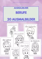 Vorschau - Mal- und Bastelvorlagen - BERUFE: 20 Ausmalbilder und Möglichkeit zum Schreiben (1.Klasse) - Deckblatt