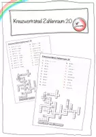 Vorschau - Arbeitsblätter - Kreuzworträtsel Zahlen 1 bis 20 - Mathe - Intensivklasse - Willkommensklasse - DaZ - Deckblatt