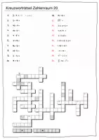 Vorschau - Arbeitsblätter - Kreuzworträtsel Zahlen 1 bis 20 - Mathe - Intensivklasse - Willkommensklasse - DaZ - Seite 1
