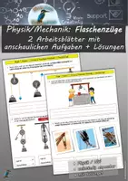 Vorschau - Arbeitsblätter - Aufgaben Flaschenzug / Flaschenzüge (2 ABs, Physik/NW) + Lösungen - Deckblatt