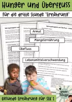 Vorschau - Arbeitsblätter - Gesunde Ernährung 7./8. Klasse: Hunger, Armut und Überfluss; Lebensmittelverschwendug - Deckblatt