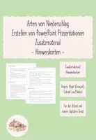 Vorschau - Arbeitsblätter - Zusatzmaterial - Hinweiskarten - zu: Arten von Niederschlag: Erstellen von PowerPoint Präsentationen - Deckblatt