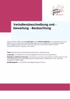 Vorschau - Arbeitsblätter - Verhaltensbeschreibung und -bewertung - Beobachtung - Deckblatt