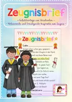 Vorschau - Mal- und Bastelvorlagen - Gedicht / Brief zum Zeugnis (Halbjahr, Endjahr, Schulwechsel) - Deckblatt