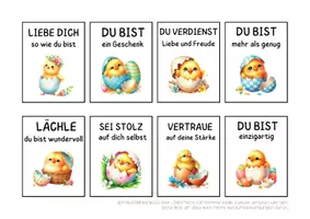 Vorschau - Anderer Materialtyp - Mutmachkarten Osterküken | Positive Affirmationen für Selbstliebe | Klasse 3–6 - Seite 1