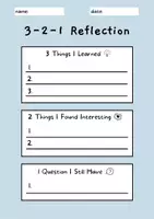 Vorschau - Arbeitsblätter - 3-2-1 Reflection (eng) - Stundenreflexion, Abschluss Woche - Deckblatt