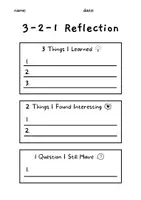 Vorschau - Arbeitsblätter - 3-2-1 Reflection (eng) - Stundenreflexion, Abschluss Woche - Seite 1
