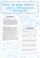 Vorschau - Arbeitsblätter - Was ist eine Sekte? - Sekte, Okkultismus und Aberglaube - Deckblatt