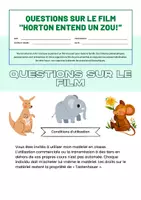 Aperçu - Feuilles d'exercices - Questions sur le film "Horton Entend un Zou!” - Page de couverture