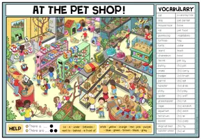Vorschau - Arbeitsblätter - AT THE PET SHOP - Wimmelbild + Aufgaben (3.-5. Schulstufe) - Seite 1