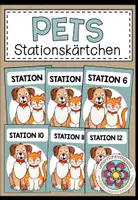 Vorschau - Präsentationen/Tafelbilder - Pets / Haustiere – Stationenlernen Englisch | Stationskarten für Lernzirkel und Lerntheke - Deckblatt