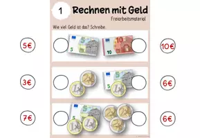Vorschau - Aufgabenkarten - Rechnen mit Geld | Freiarbeitsmaterial | ZR 10 - Seite 3