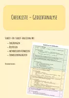 Vorschau - Merkblätter - Checkliste - Gedichtanalyse - Deckblatt