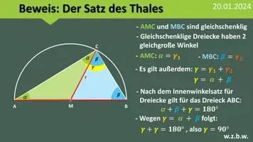 Vorschau - Präsentationen/Tafelbilder - Satz des Thales - Beweis - Deckblatt