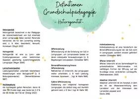 Vorschau - Prüfungsvorbereitung - Examen Grundschulpädagogik; Definitionssammlung - Deckblatt