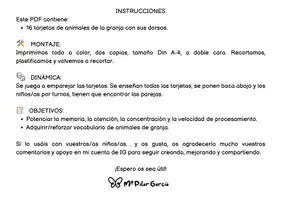 Vista previa - Juegos / Gamificación - RECUERDA ANIMALES GRANJA - MEMORIA - VOCABULARIO - LECTOESCRITURA - página 2