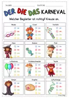 Vorschau - Arbeitsblätter - Wortschatzübung Artikel Begleiter zum Thema Fasching DaZ DaF A1 - Seite 3