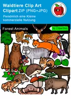 Vorschau - Poster - Wildtiere set Clipart, für Kinder, kommerziell nutzbar - Deckblatt
