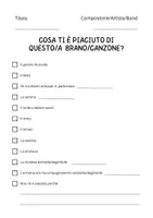 anteprima - Materiale di supporto/inclusione - Scheda ASCOLTO canzoni e brani: cosa mi è piaciuto? - Pagina di copertina
