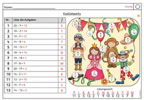 Vorschau - Arbeitsblätter - Rechenspur Fasching/ Karneval: Minus/ Subtraktion (Klasse 1-3) - Seite 3