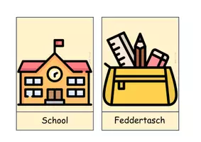 Vorschau - Bildkarten - Bild- und Wortkarten Schoolsaken / Schulsachen Niederdeutsch - Seite 1