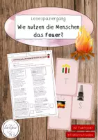 Vorschau - Arbeitsblätter - Lesespaziergang mit Präsentation: Wie nutzen die Menschen das Feuer? - Deckblatt