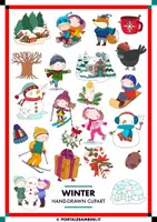 Vista previa - Elementos para la creación de materiales - Invierno | Clipart Set | Color + B/N - Portada