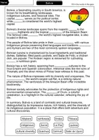 Vorschau - Arbeitsblätter - Bolivia - Cloze with solution - Countries (English) - Seite 1