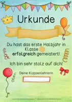 Vorschau - Arbeitsblätter - Halbjahres-Urkunde_Klasse 1/2 - Seite 1