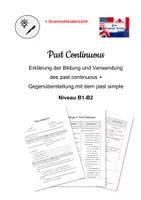 Vorschau - Merkblätter - Past Continuous/Progressive - Übersicht + Gegenüberstellung Simple Past - B1-B2 - Deckblatt