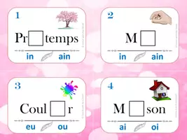 Aperçu - Jeux - Les sons amoureux - 24 cartes à choix / FRENCH Phonics / Sounds - Page 1