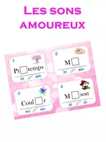 Aperçu - Jeux - Les sons amoureux - 24 cartes à choix / FRENCH Phonics / Sounds - Page de couverture