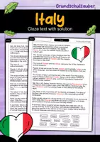 Vorschau - Arbeitsblätter - Italy - Cloze with solution - Countries (English) - Deckblatt